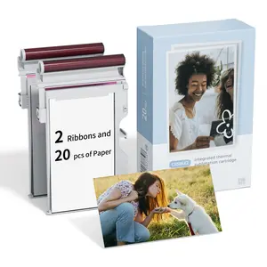 2xAll-in-One Photo Paper and Color Ribbon Cartridge Refill with 20 Sheets of Photo Paper 2 Pack for HPRT CP2100 Mini Photo Printer/Z3