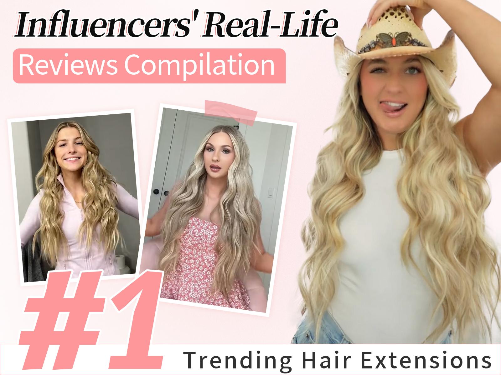 [KooKaStyle] Beach Blonde Hair Extensions Clip in Synthetic Highlight Hair Extensions Long Wavy 4PCS Thick Hairpieces 20 Inch for Women