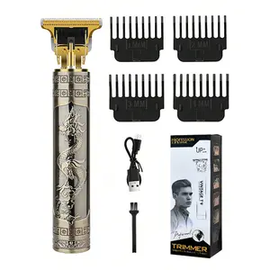 Professional Men' s Hair Clipper & Trimmer - USBRechargeable Cordless Electric Hair Clipper Kit for Home& Salon, High-Precision Beard Trimmer with 4 DetachableLimit Combs, Low Noise, Quick Charge, Dragon DesignGrooming Set for Men' s Hair Cutting & Styl