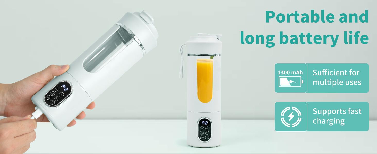 580ML Portable Juicer with LED Display USB Rechargeable Handheld Juice Blender 22000 RPM Self-Cleaning BPA-Free for Smoothies and Juices with Ice Crush Function