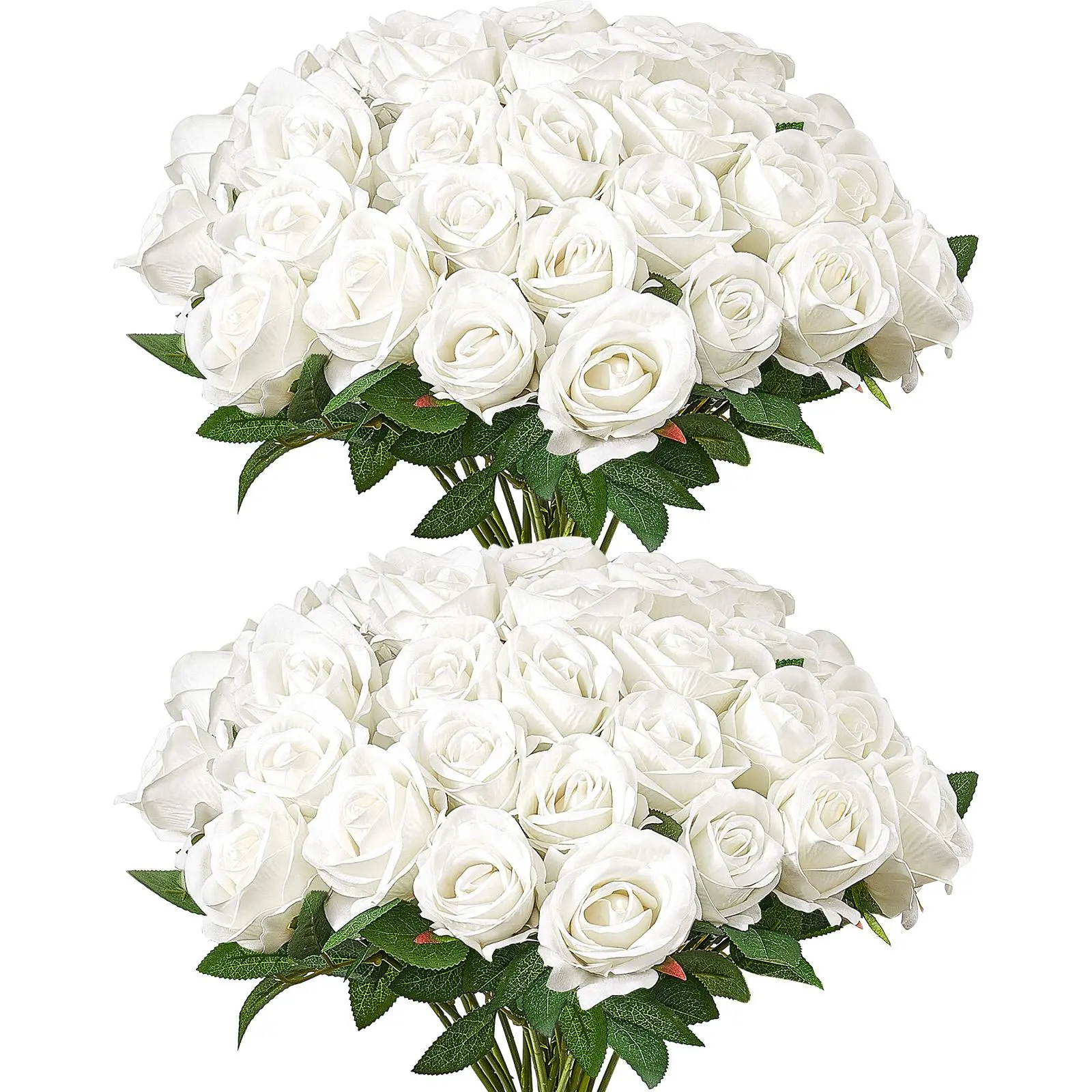 VEVOR 60 Pcs 2.76 Inch Flower Head Fade-Resistant Foam Artificial Flowers with Stems, Layered Real-Looking White Floral Decor for Wedding Bridal Shower DIY Projects Home Centerpieces