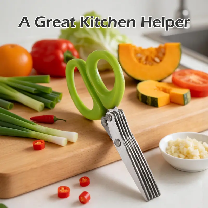 Stainless Steel 5-Layer Edge Multi-Blade Kitchen Scissors, Rust-Proof Herb Shears, Easy-Clean Kitchenware for Quick Prep, Ideal Gift Idea (1 Count)