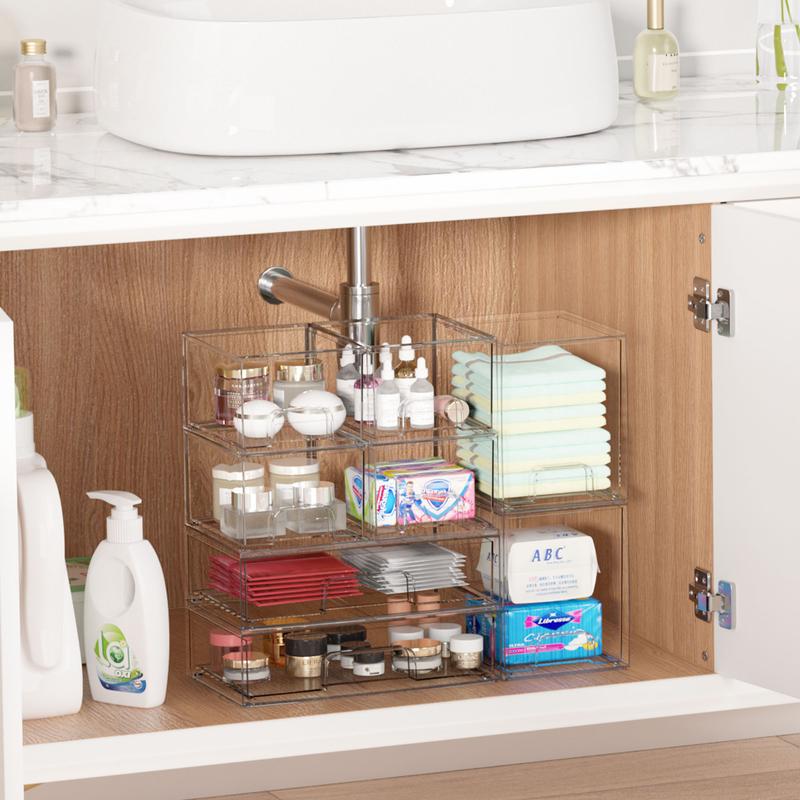 【Live Only】VTOPMART Clear Stackable Storage Drawers, Comestics Desktop Organizer Bins for Vanity, Makeups, Skin Care Products Dressing Table Box Christmas Gift 【Live Only】VTOPMART Clear Stackable Storage Drawers, Comestics Desktop Organizer Bins for Vanity, Makeups, Skin Care Products Dressing Table Box Christmas Gift