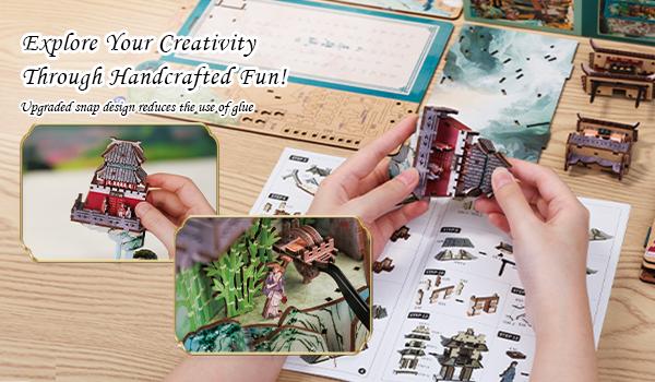 CUTEBEE DIY 3D Book Nook Kit Su Dongpo’s Life – Wooden Miniature House with LED Light, Handmade Ancient Chinese Landscape Decor | Holiday, Christmas and Black Friday Gift