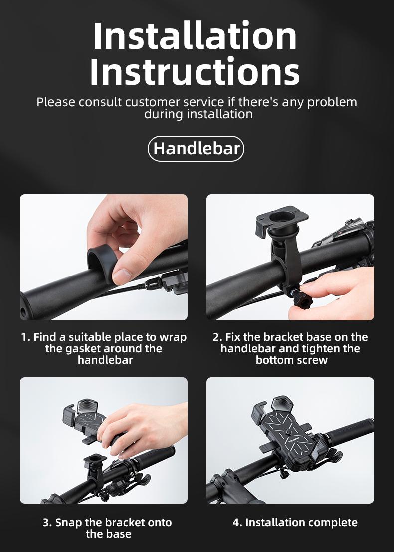 ROCKBROS Bike Phone Holder Mount, 4.5-7.1 inch Smartphones, Quick Release Handlebar Clamp, 360 Rotatable, Anti-Slip Silicone, Easy Installation, Wide Compatibility