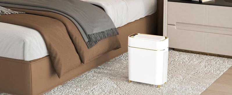 Pukomc Smart Trash Can – Hands-Free Wave & Knee Open – Odor Control, Removable Liner – Battery Powered