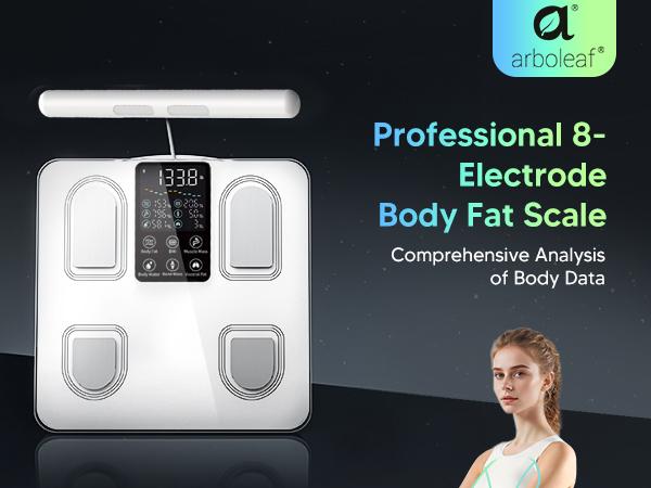 Arboleaf Smart Bathroom Scale for Body Weight 26 Metrics Full Body Composition Analyzer 8-Electrode High Precision Digital Scale with App Connectivity - Healthcare