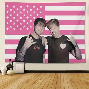 Tapestry  Sam and Colby American Flag Pink American Comedy Tapestry, Suitable for Decorating College Dormitories, Indoor and Outdoor Parties