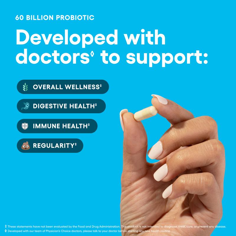 Physician's Choice 60 Billion Probiotic - Daily Gut Health, Digestive & Immune Support for Men and Women with Organic Prebiotics & 10 Unique Strains
