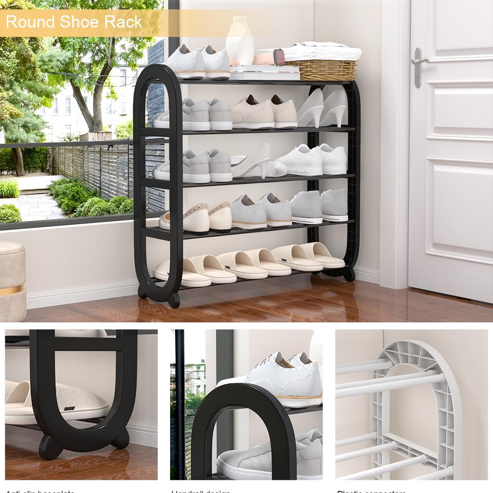 Narrow Shoe Shelf for Doorway 4 Layer 5 Layer Strong Shoes Storage Organizer Space Saving Easy Assembly Shoe Racks for Hallway Bedroom Black White 10-15 kg Capacity