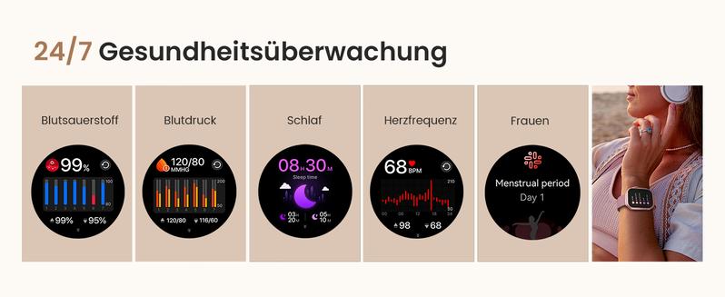 Smart Watches for Women (Android/iPhone), 1.83" HD Smart Watch with Bluetooth Calls/Messages/Notifications, Sleep/Heart Rate/SpO2 Monitor, 110+ Sports Modes Fitness Tracker Watch, 1000mAh Battery Wristwatch Chip Metal Recording,Gifts for girls Smart Watches for Women (Android/iPhone), 1.83" HD Smart Watch with Bluetooth Calls/Messages/Notifications, Sleep/Heart Rate/SpO2 Monitor, 110+ Sports Modes Fitness Tracker Watch, 1000mAh Battery Wristwatch Chip Metal Recording,Gifts for girls