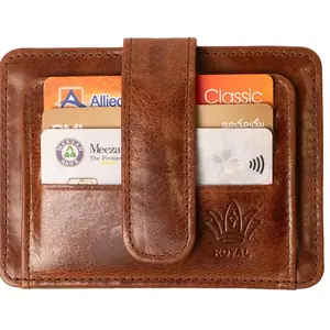 ROYAL Slim Leather Card Wallet – Magnetic Closure Minimalist Card Holder for Men & Women
