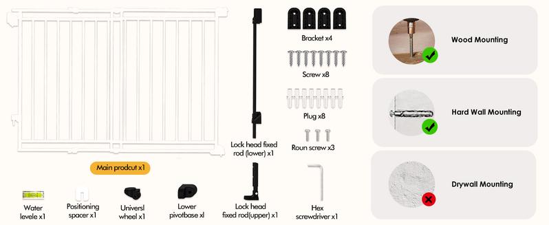 Baby Gate for Stairs Doorways & Kitchen, 26"-44" W x 28" H, No Bottom Bar Dog Gate, One-Handed Auto-Close, Hardware Mount Safety Gate for Dogs & Toddlers, Black/white Baby Gate for Stairs Doorways & Kitchen, 26"-44" W x 28" H, No Bottom Bar Dog Gate, One-Handed Auto-Close, Hardware Mount Safety Gate for Dogs & Toddlers, Black/white
