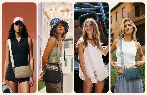 Telena TikTok Shop Spring Glow Up Cloud-Light Crossbody Bags for Women Crossbody Purse with Guitar Strap Lightweight Waterproof Puffer Shoulder Bag Travel Gift Little Pink Bag  gift for her