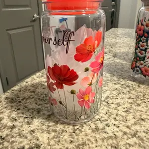 16 oz acrylic Tumbler with Bamboo or colored Lid & Plastic Straw Reusable Fashionable Design for On-the-Go Drinks Hand Wash Only