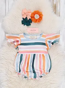 Coastal Tide Tiered Stripe Ruffle Bubble Romper