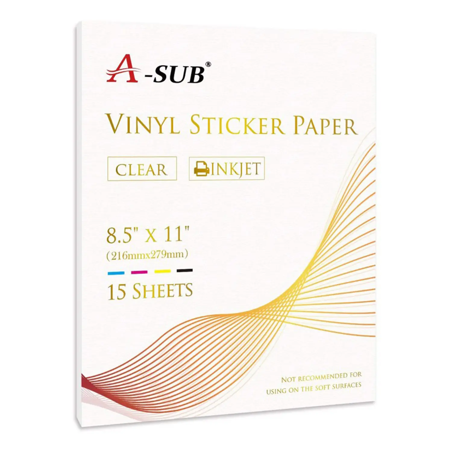 A-SUB Clear Sticker Paper for Inkjet Printers - Waterproof Transparent Printable Vinyl Sticker Paper - 15 Sheets 8.5x11 Inch Glossy Clear Label Paper Art Sketchbooks Binders Notebooks