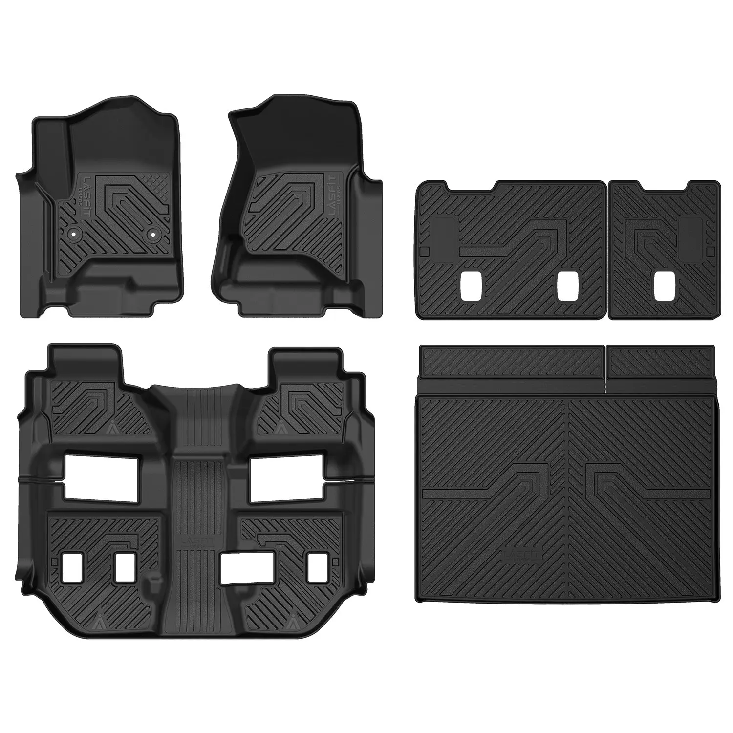 Lasfit Car Floor Mats Set - All Weather, Anti-Slip Waterproof, Deep-Tread Car Interior Accessories for 2015-2020 Chevrolet Suburban Including Floor, Seatback & Cargo Covers, All Weather Mats Floor Mats