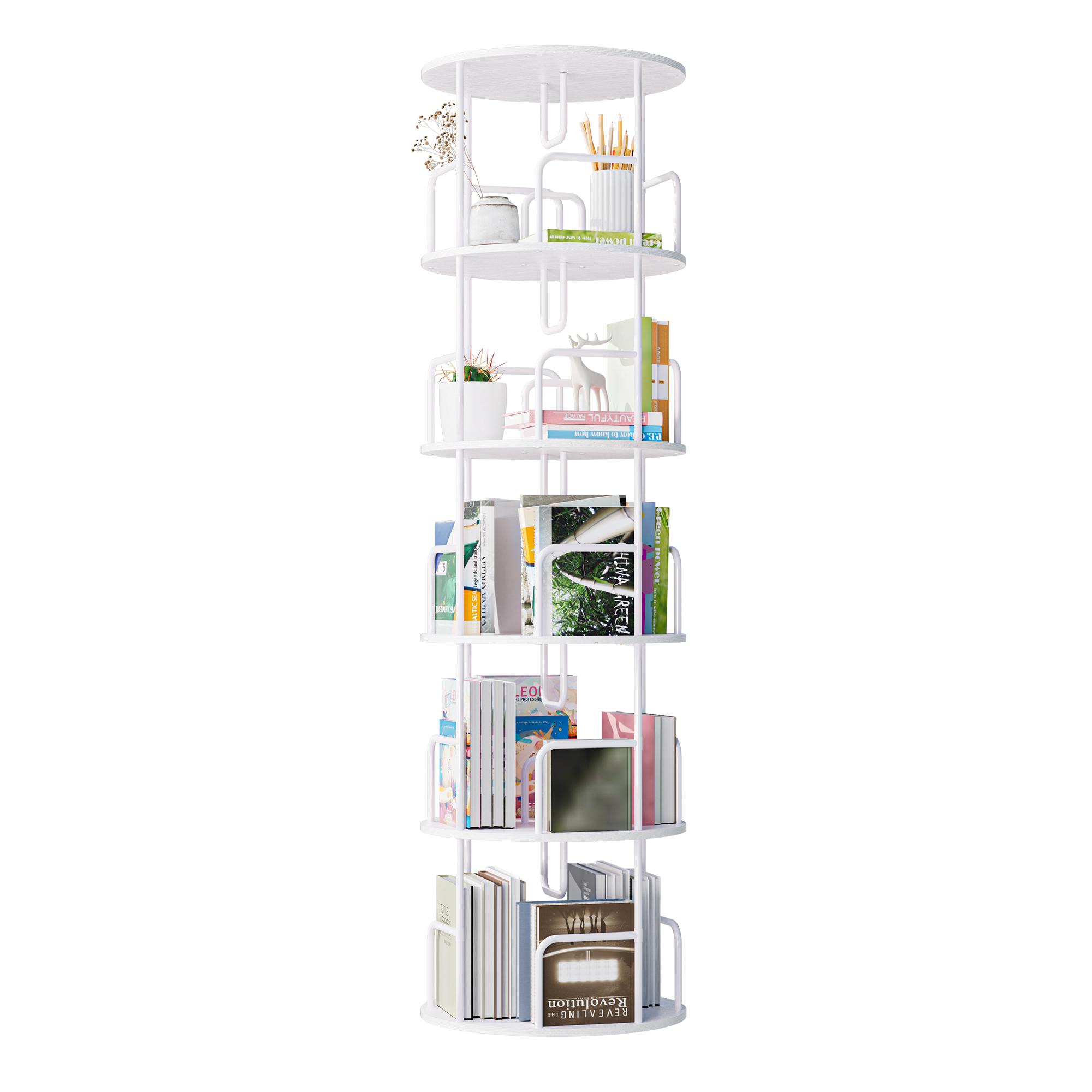 5 Tier Rotating Bookshelf, 360 ° Display Stackable Spinning Bookshelf Tower, Corner Bookshelf Tall Floor Standing Swivel Bookcase Narrow Storage Organizer for Bedroom, Living Room 5 Tier Rotating Bookshelf, 360 ° Display Stackable Spinning Bookshelf Tower, Corner Bookshelf Tall Floor Standing Swivel Bookcase Narrow Storage Organizer for Bedroom, Living Room