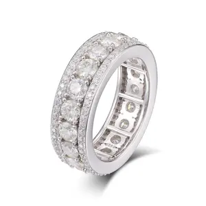 【#R44】UCCIYO 8mm Synthetic Moissanite Rings For Men Hip Hop Jewelry Sterling Silver S925