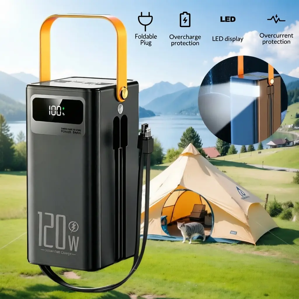 Portable Rechargeable High Capacity Battery Power Bank - Lithium Pack, USB-C Ports, Fast Charging, DC10V Input/Output, Compatible with iOS Devices, Smartphones, Audio Devices, Included Cable, Travel Essential for Lighting Accessories, Portable Recorders,
