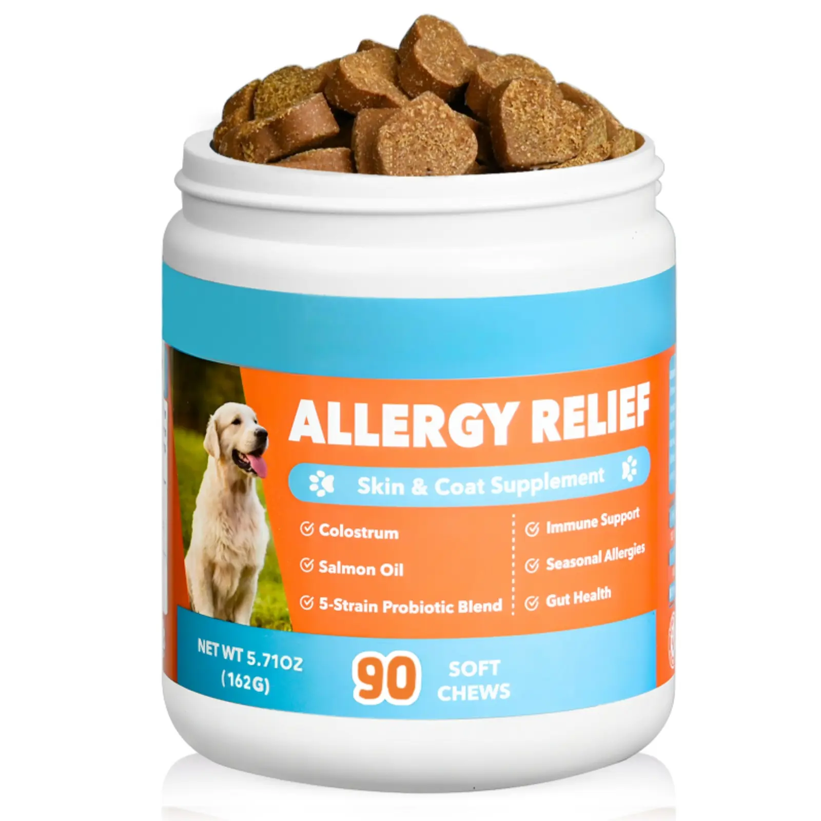 Dog Allergy Relief Immunity Chews - Paw Licking, Itching & Seasonal Allergies - with Colostrum, Probiotics & Apple Cider Vinegar - Vet Recommended Anti-Itch Supplement for Dogs, 90 Ct