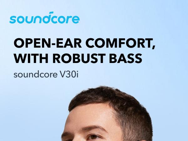 [Refurbished]soundcore by Anker V30i, Open-Ear Headphones, Ultra-Comfort, Lightweight Design, Snug Fit, Ergonomic Ear Hooks, Robust Bass, 36H Playtime, Bluetooth 5.3, App Control, Clear Calls, Wireless Earbuds #tiktokshopsummersale