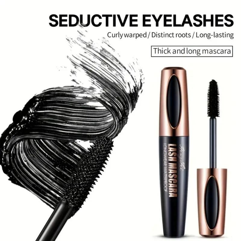4D Waterproof Long-Lasting Mascara, Quick-Drying Eyelash Extensions Mascara, Natural Curling & Volumizing Mascara Stick, Smudge-Proof