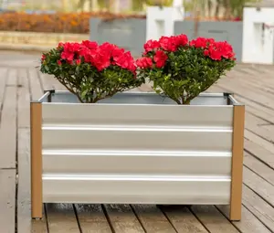 Garvee Metal Raised Bed 100 x 40 x 45 cm – Rectangular Planter Box for Outdoor Use, Vegetables, Flowers & Herbs – White, Easy Assembly, Durable & Weatherproof