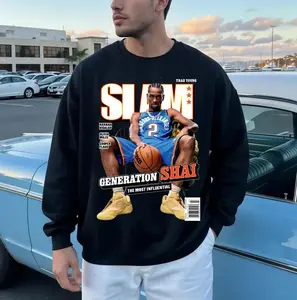Adults SGA graphic Crewneck & T-shirt, OKC Shai Gilgeous SIam Cover T-Shirt, Unisex Sports Tee, Shai Gilgeous Alexander MVP shirt, Shai Gilgeous Alexander Playoffs shirt, Vintage Retro Basketball Streetwear, Gift For Men, Basketball gift