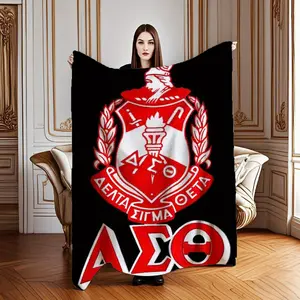 Delta Sigma Theta Emblem Flannel Blanket Soft and Warm Multi Purpose Blanket for Sofa Bed Office Camping Travel Gift for DST Members