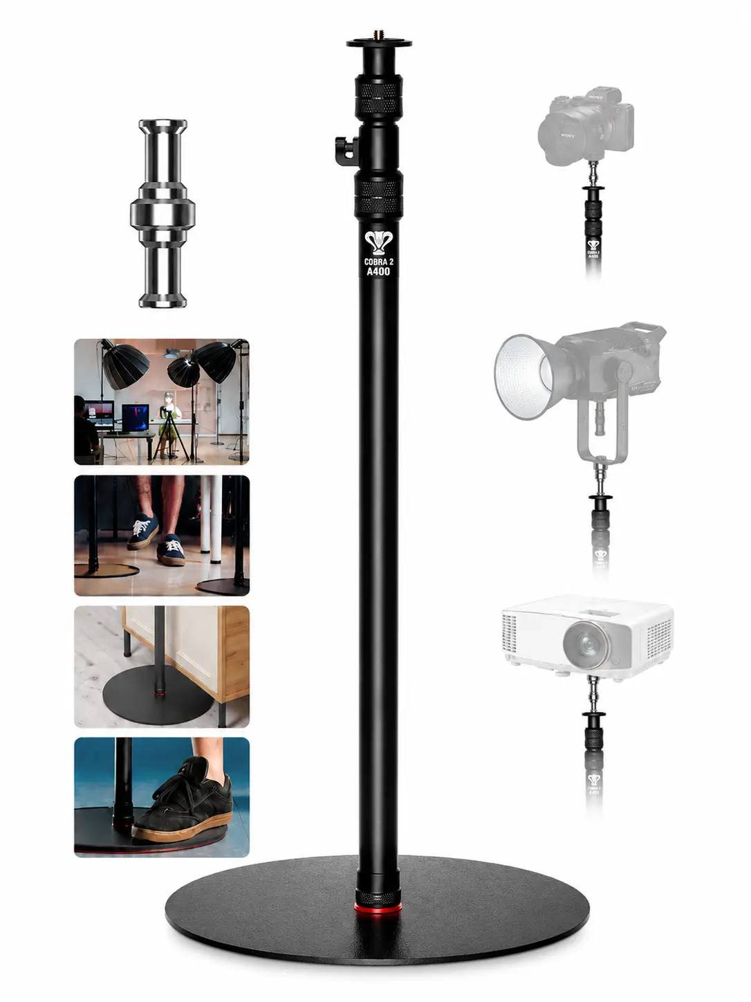 IFOOTAGE A400 Durable Aluminium Alloy Camera Monopod - 79" Photography Light Stand with Flat Round Base, 22lb Payload for Video Recording, Live Streaming (SummerWins DealsForYouDays), Accessories