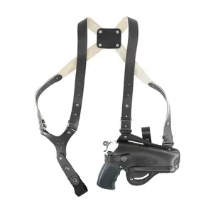 Leather Vertical-Horizontal Shoulder & Belt Holster for 9mm .40 .45 Caliber Semi-Autos 4" Handmade! (ALIS445)
