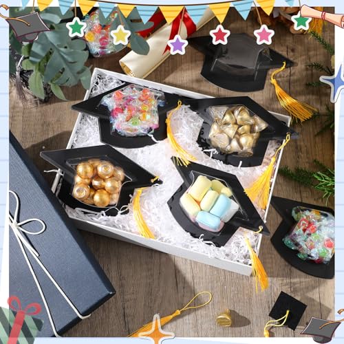 30 Pcs Graduation Cap Candy Card 2026 Class Grad Candy Dome Greeting Card Gift with Tassel Chocolate Holder for Friend Students Teachers School Party Favors Candy Holder Graduation Gifts Supplies