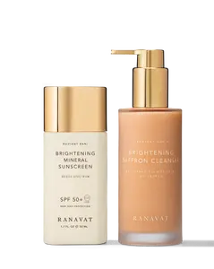 RANAVAT Cleanse and Protect Duo - Brightening Saffron Cleanser 120mL & SPF 50+ Mineral Sunscreen 50mL for Radiant Skin Protection - Facial