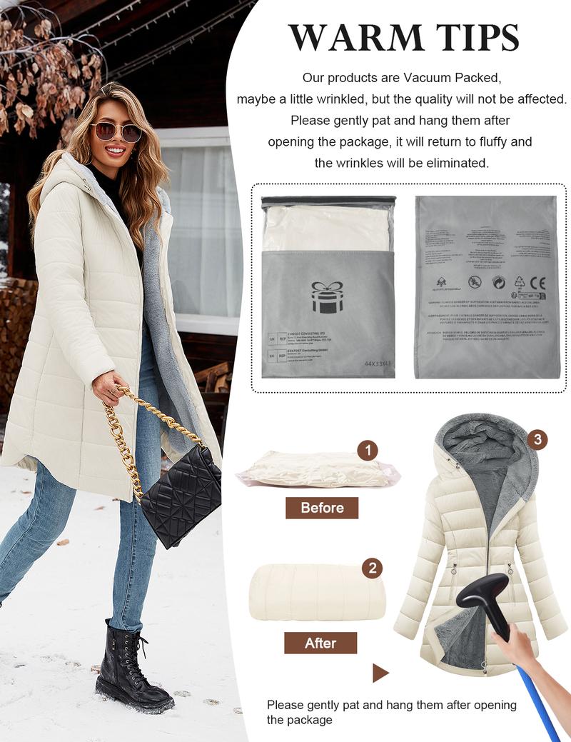 Women's Winter Windproof Fur Warm Slim Fit Down Jacket - Waterproof Long Ski Coat for Commuting FallFreshness  #outdoorfun