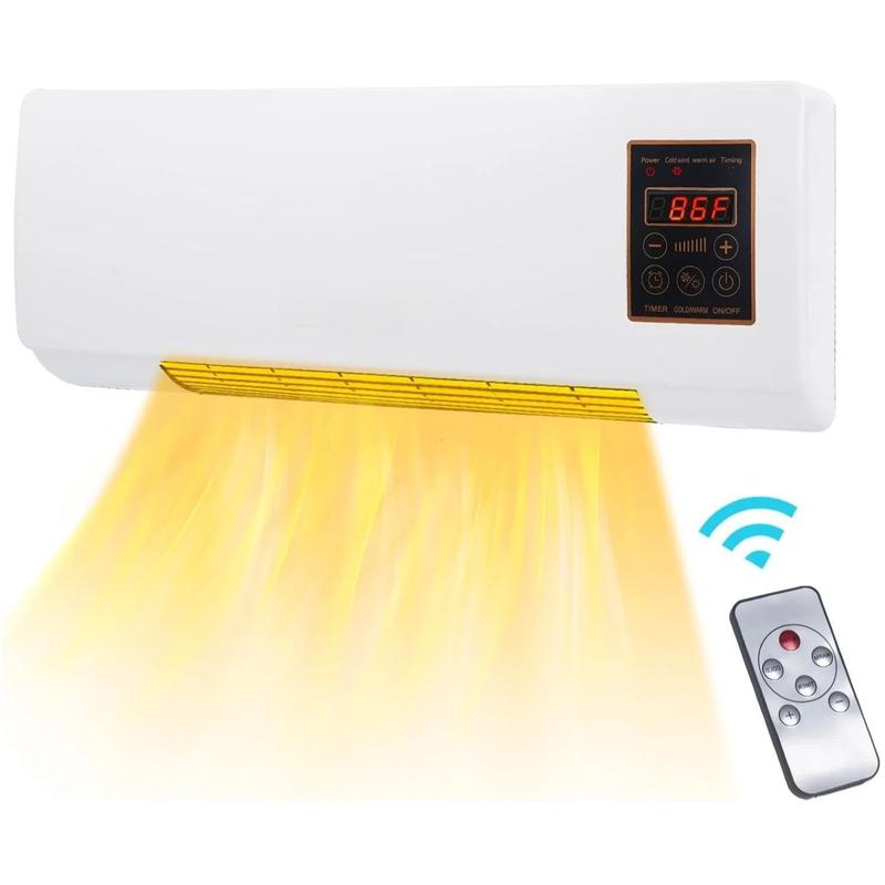 TAZTIR Wall-Mounted Heater for Indoor Use 1200W GarageHeater Electric with 6-Hour Timer Remote TouchscreenControl Natural Fan Mode Overheat Protection