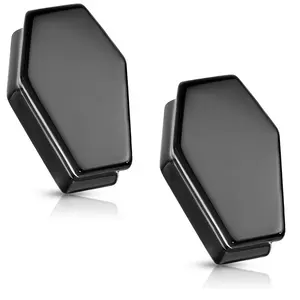 Natural Obsidian Stone Black Coffin Shaped Double Flared Plug Gauges - Pair