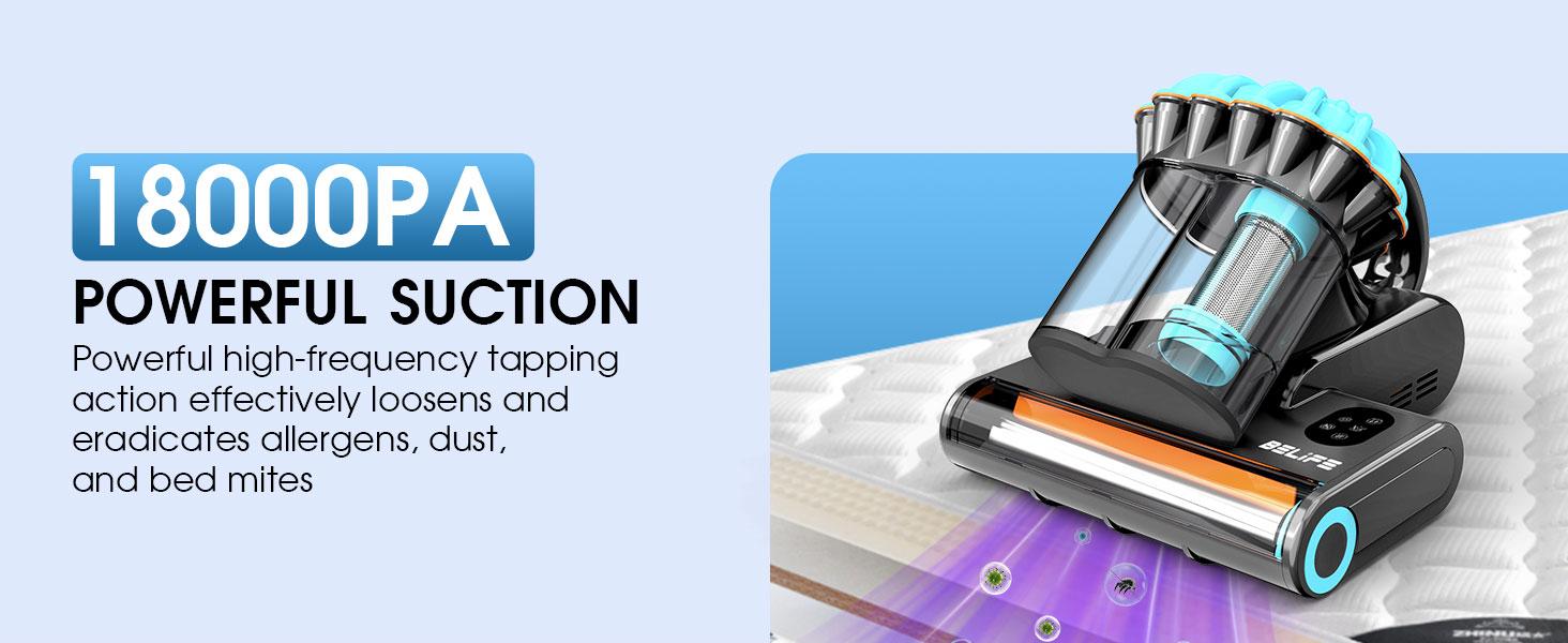 Belife M8 Mattress Vacuum Cleaner, Anti-allergen Dust Mite Bed Vacuum Cleaner with Safe UV Function & Hot Air & High Heating, 550W 18Kpa Powerful Suction Double-Cup Handheld Vacuum for Bed, Couch, Sofa, Corded Belife M8 Mattress Vacuum Cleaner, Anti-allergen Dust Mite Bed Vacuum Cleaner with Safe UV Function & Hot Air & High Heating, 550W 18Kpa Powerful Suction Double-Cup Handheld Vacuum for Bed, Couch, Sofa, Corded