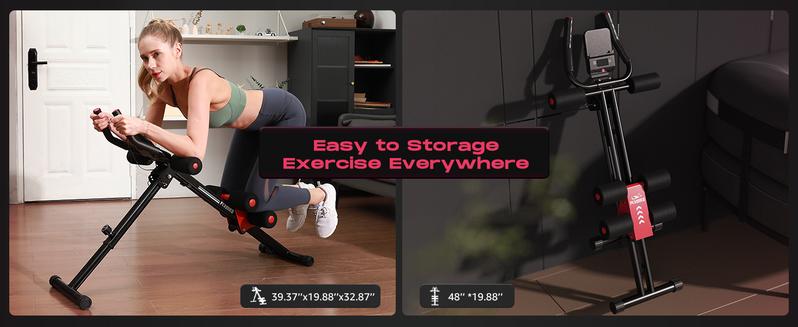 FLYBIRD Ab Workout Equipment, Adjustable Ab Machine Full Body Workout for Home Gym, Strength Training Exercise Equipment for Body Shaping Foldable Waist Trainer Suitable for Beginner Red