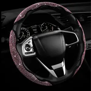 Bling Diamond 3-Segment Steering Wheel Cover - Anti-Slip Easy Install, Universal Fit for Women, Sparkly Luxury Car Decor