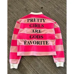 Stripe Pretty Girls Shirt Fashion Letter Print Shirts Men Women Long Sleeved