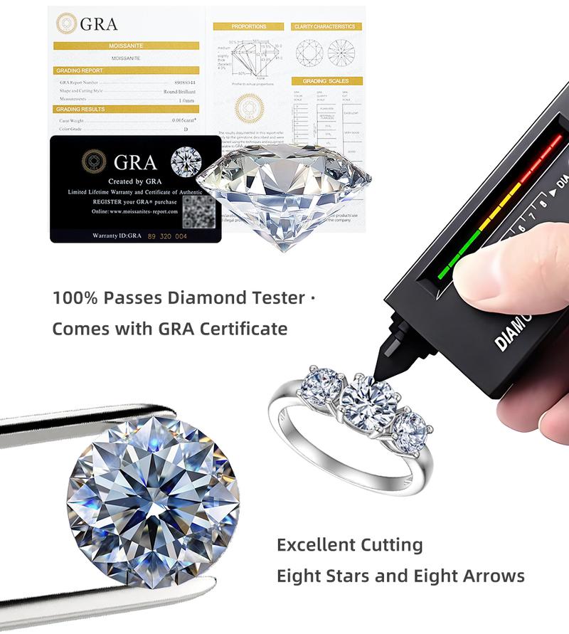 CICI GEMS Moissanite Rings for Women 1CT Trilogy Wedding Set D VVS1 3 Stones Stackable Band 18K Gold Plated Lab-Created Hypoallergenic Engagement Promise Anniversary Gift Fine Jewelry R2