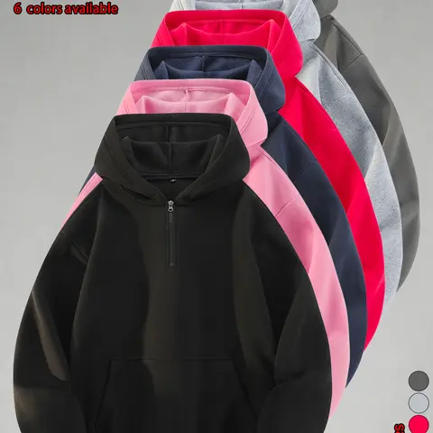 3-pack loose half-zip hoodies for autumn/winter, skin-friendly and comfortable tops, casual and versatile for everyday wear