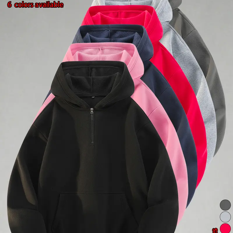 3-pack loose half-zip hoodies for autumn/winter, skin-friendly and comfortable tops, casual and versatile for everyday wear
