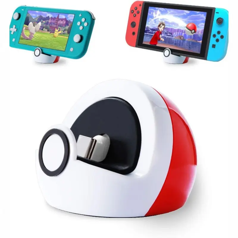 Tiny Charging Stand Compatible with Nintendo Switch/Switch Lite/Switch OLED, Portable Cute Switch Dock Station with USB-C Port for Switch Games, No Projection, Red&White, Switch Accessories, Gaming Accessories, Console Accessory