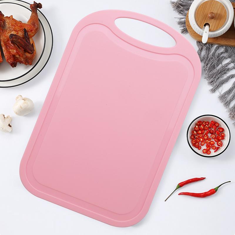 Plastic Chopping Block Meat Vegetable Cutting Board Non-Slip Anti Overflow With Hang Hole Chopping Board Pink
