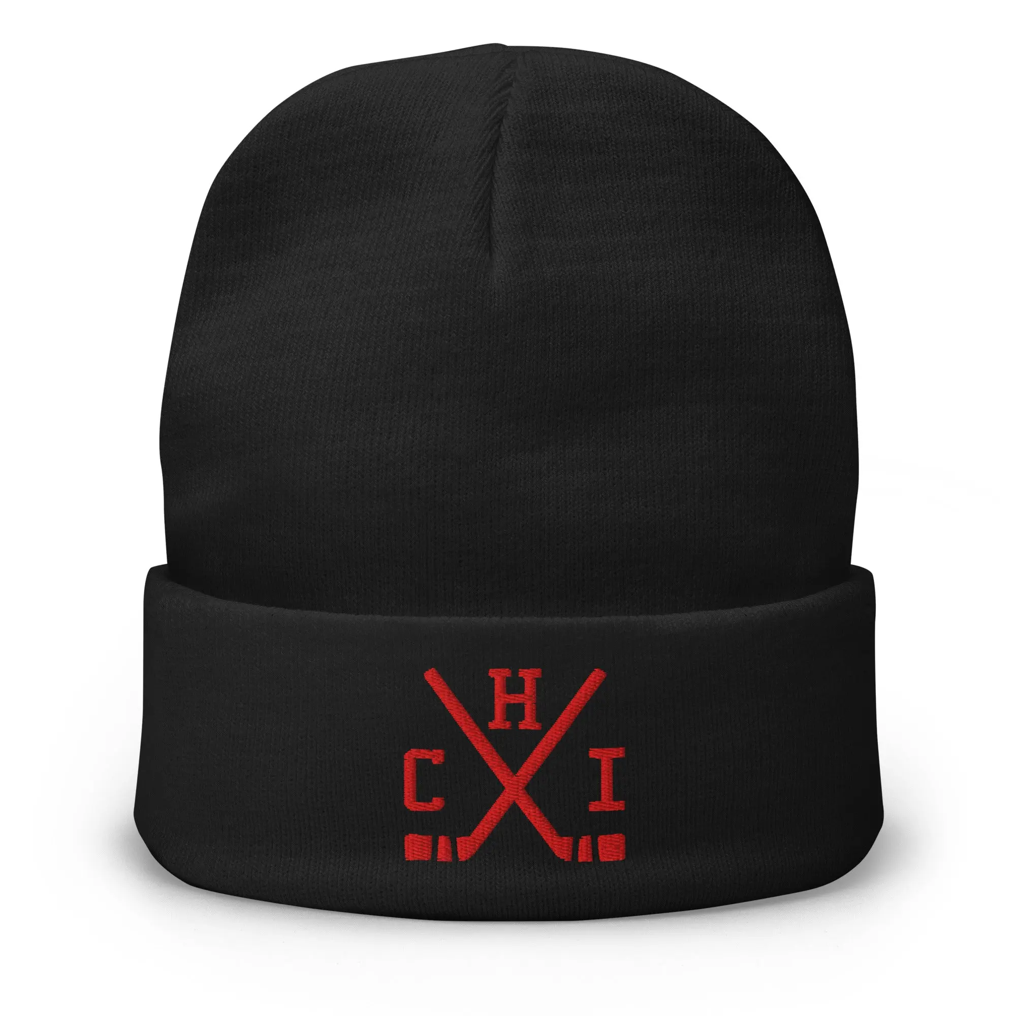 Chicago Hockey Sticks Retro CHI Winter Beanie Cap Hat