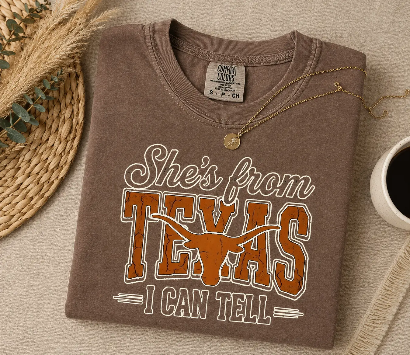 Comfort Colors “She’s From Texas I Can Tell” Tee, Southern Girl Gift Shirt, Western Style Graphic Top.