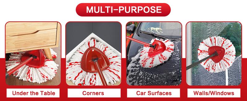 3 Pack Spin Mop Heads with Scrubbing Pad - 2024 Upgraded 2-in-1 Mop Head for O-Cedar EasyWring 1-Tank System. Built-in Scrub Pads for Stuck-on